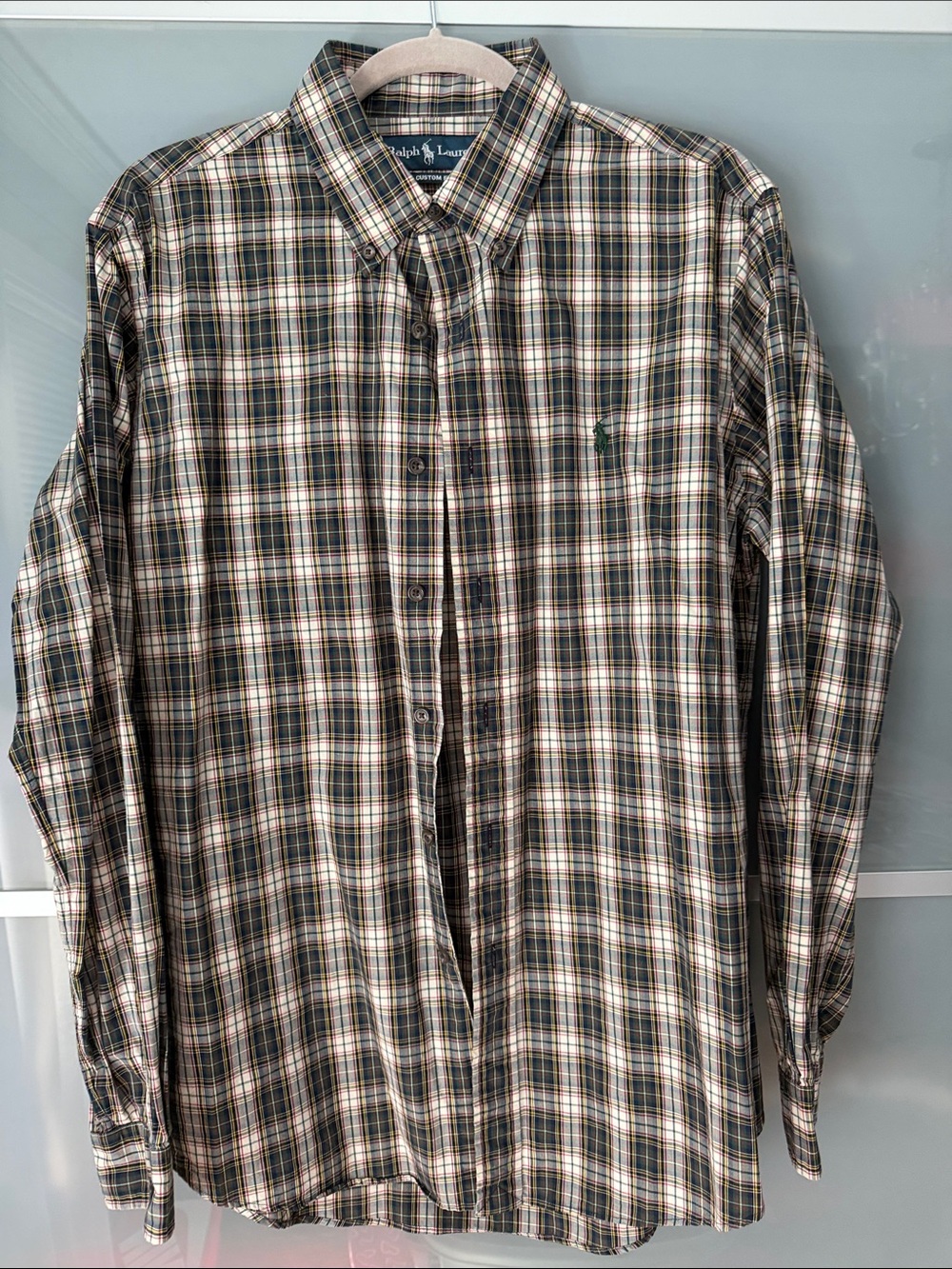 Ralph Lauren Men's Brown and Green Plaid Button-Down Shirt